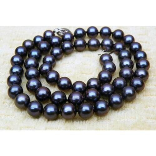 PERFECT 18" 10-11MM TAHITIAN AAA+ NATURAL BLACK PEARL NECKLACE