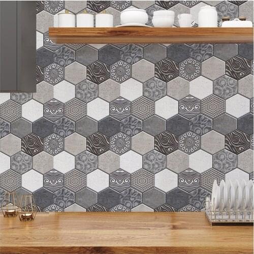 Brick Wallpaper Self Adhesive 3D Wall Sticker Hexagonal Tile for Living Room Bedroom Kitchen Toilet Decals Home Deco Wall Murals
