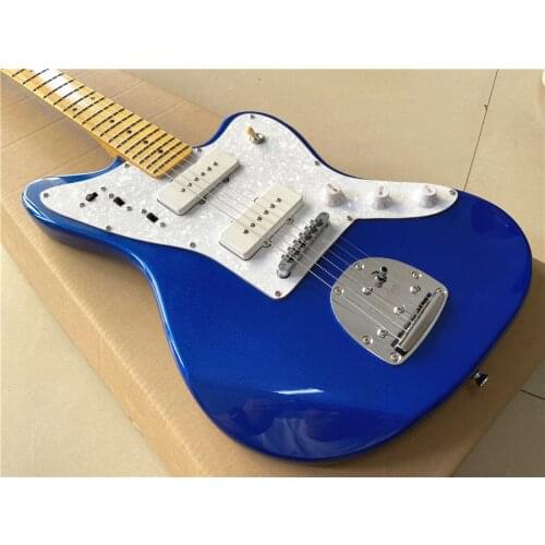Traditional metal blue jazz guitar maple xylophone neck can be customized free shipping