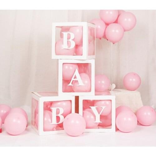 Happy Birthday Letter Balloon Box Baby Name Balloon Box 1st Birthday Party Decors Baby Shower Wedding Transparent Gift Box