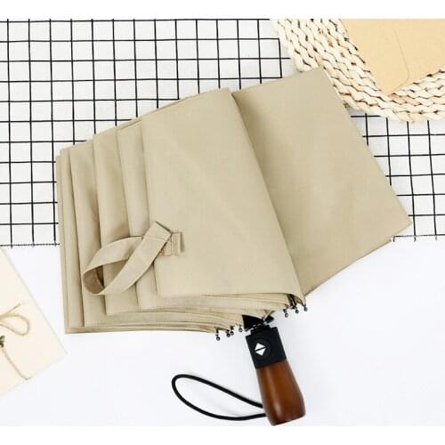 Creative Couple Automatic Umbrella Folding Umbrella Business Lattice Mens Solid Wood Retro Gentleman Umbrella Sun Umbrella