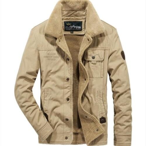 Winter Military Jacket Men Plus Velvet Thickened Army Green Lapel Warm Jacket Loose Large Size 6Xl Cotton Jacket Khaki