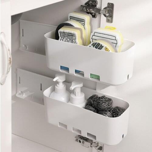 Multifunctional Hanging Storage Basket Box Wall-mounted Kitchen Drawer Shelf Rack Cabinet Push-pull Box For Seasoning Wholesale