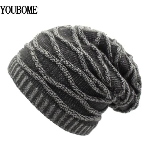 YOUBOME Fashion Skullies Beanies Men Winter Knitted Hat Winter Hats For Women Man Bonnet Warm Thicken Baggy Male Beanie Hat Caps