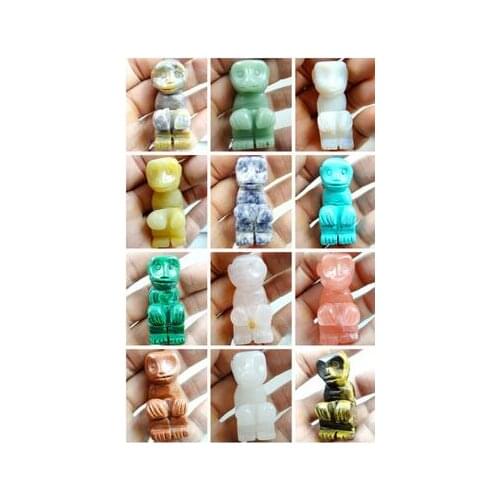 Natural stone Turquoises Quartz Crystal aventurine lapis tiger eye monkey pendant for diy Jewelry making necklace Accessories