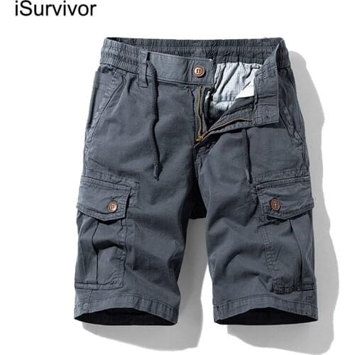 2021 Summer New Style Solid Color Micro-elastic Casual Shorts Slim Cotton Overalls Fashion Trend Thin Multi-pocket Pants