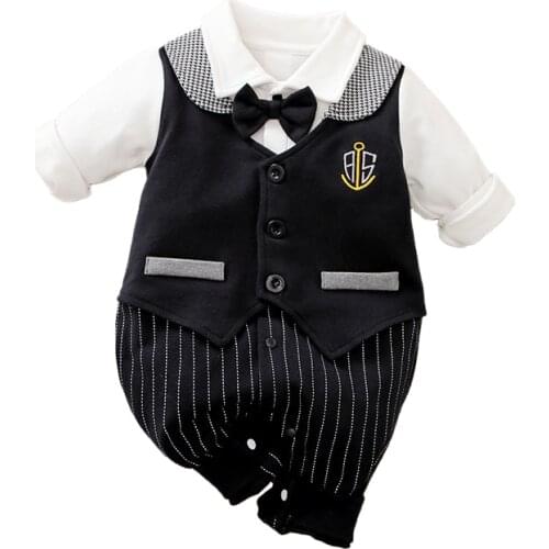 Newborn Baby Clothes Striped Gentleman Baby Boy Clothing New Born Jumpsuit Overalls Infant Romper My First Birthday Things