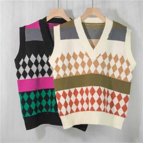 Autumn Winter Sweater Vest Women Vintage Knitted Sweater Coat Oversized Waistcoat Sleeveless Korean Fashion Chaleco Mujer