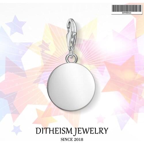 Round Disc Charms Pendant,2018 Fashion Jewelry 925 Sterling Silver Classic Gift For Women Girls Fit Bracelet Necklace Bag