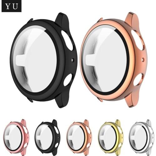 PC plating+Protective Case Tempered glass for Samsung Galaxy Watch Active 2 44/40mm Protection Active2 44/40mm Protective Cover