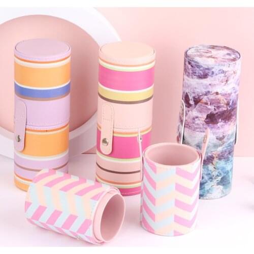 PU Leather Printing Makeup Brushes Storage Holder Portable Cosmetic Cup Case Box Holder for Makeup Brushes Pen