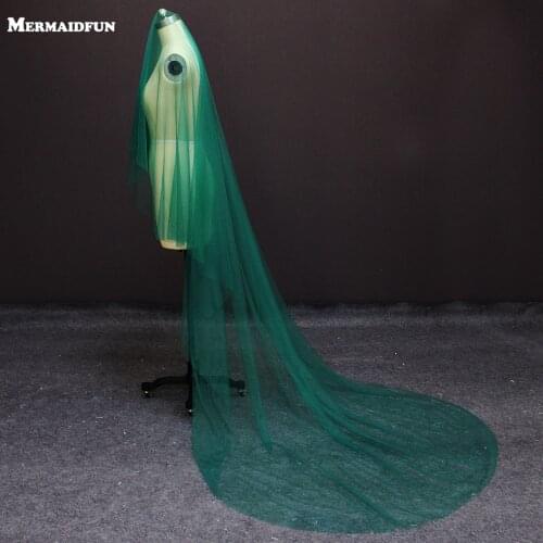 Real Photos New One layer 3 Meters Green Tulle Wedding Dress WITHOUT Comb Beautiful Bridal Veil