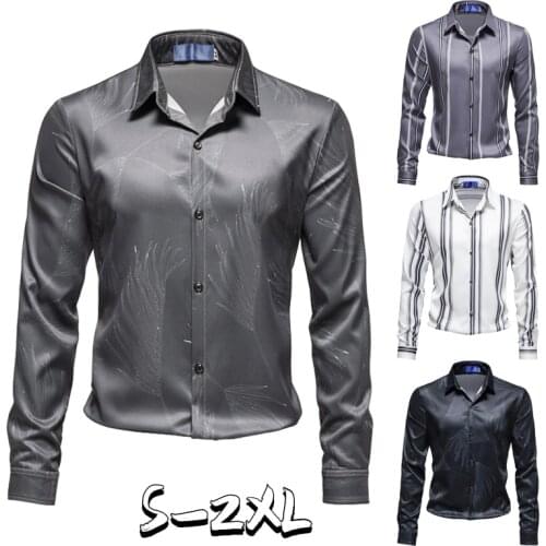 New Mens Fashion Business Shirts Mens Long Sleeve Slim Shirts Casual Party Shirts Gentlemens Essential Shirts
