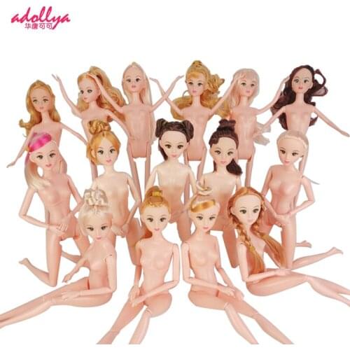 Adollya 1/6 BJD Doll 29cm 12 Movable Jointe Dolls 3D Eye Plastic Doll for Girl Long Wig Female Nude Body Fashion Christmas Gift