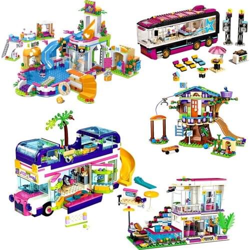 Jungle Rescue Base Slide Amusement Park Magic Tree House Friendship Bus Building Blocks Bricks Childrens Toys Christmas Gifts