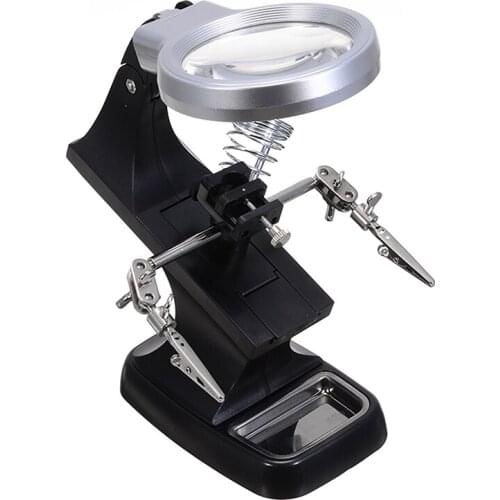 Welding Magnifying Glass 10 LED Auxiliary Clip Magnifier Helping Hand Tool Soldering Solder Iron Stand Holder Station Magnifier