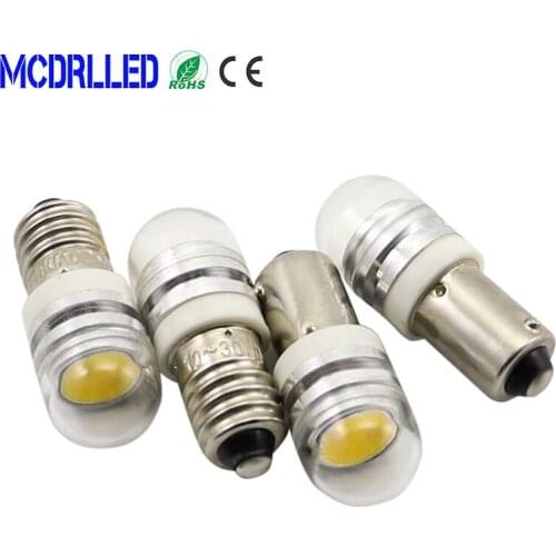 Mcdrlled 1.5W E10 Ba9s Led Indicator Car Light Screw Bulbs Dome Reading Lamp White Auto Source 12V/24V