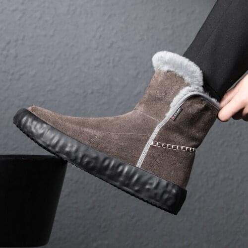 Warm Men Snow Boots Soft And Genuine Leather Male Winter Boots Comfortable Shoes Men Leather 8#21/10d50