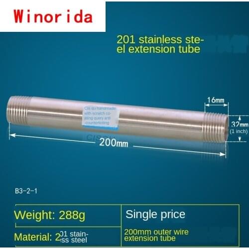 Pipes 201 Stainless Steel 1/2IN 3/4IN DN15 Pipe Wire Connector Extension Pipe Plus Pipe Extension Outer Wire Direct Water Pipe