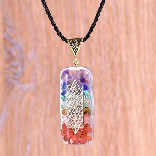 Vintage Reiki Healing Colorful Chips Stone Natural Chakra Energy Pendant Pendulum Amulet Orgonite Meditation Necklace Dropshippi