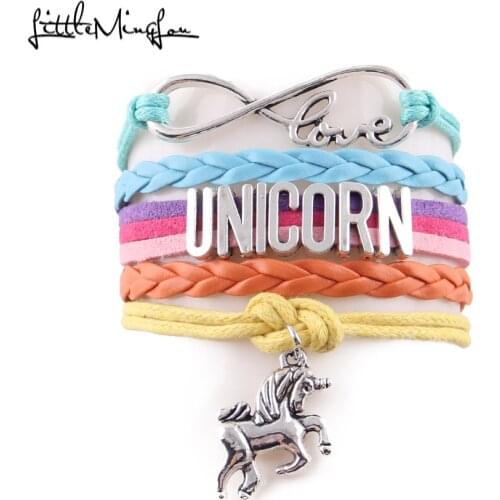 Infinity love unicorn women bracelet stacks Charm leather wrap handmade bracelets & bangles for women jewelry accessories