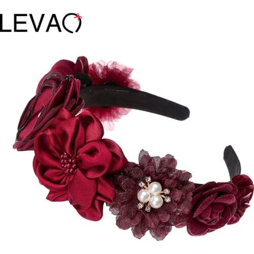 LEVAO Bridal Garland Headpiece Solid Flower Headband Party Wreath Hairbands Lady Girls Hair Accessories Corolla Crown Head Hoop
