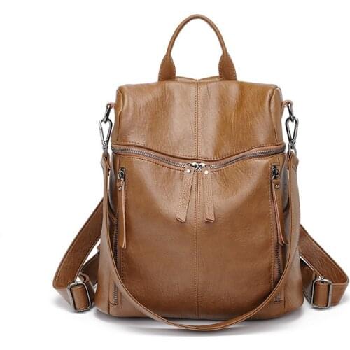 Natural Cowhide Women Backpack Shoulder Bag Womens 2021 New Fashion Soft Genuine Leather Backpack Bag Girl Schoolbag