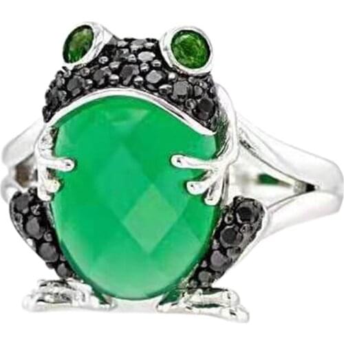 Frog Animals Crystal Rings For Women Big Zircon Finger Ring Ladies Fashion Vintage Rhinestones Rings Luckey Engagement Ring