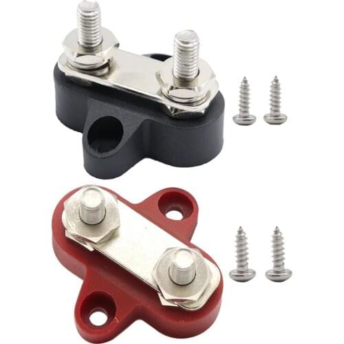 1 Pair Dual Heavy-Duty Terminal Stud M6 With Screws Wires Connected Trucks