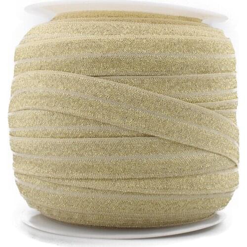 1PC=50Y 5/8"=15MM OEM Highly-flexible Elastic Glitter Velvet Ribbon Ornaments Solid Metallic Nylon Band for Hair Accessories