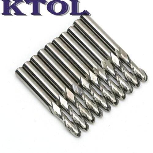 10pc/Set 4*12MM- 3D CNC Wood Milling Carving Bits, Two Flute Ball Nose End Mill Bits Router Cutters for Wood Carving Milling Cut