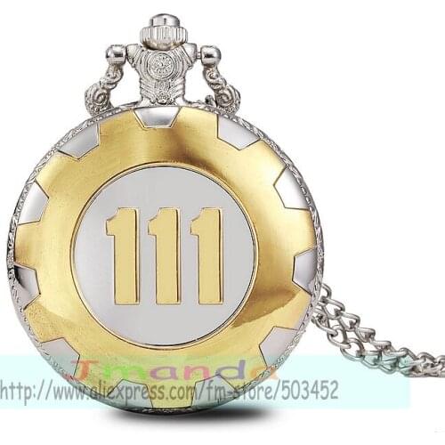 100pcs/lot 0002# Hot Fashion 111 gold silver color pocket watch quartz necklace chain watch wholesale watch