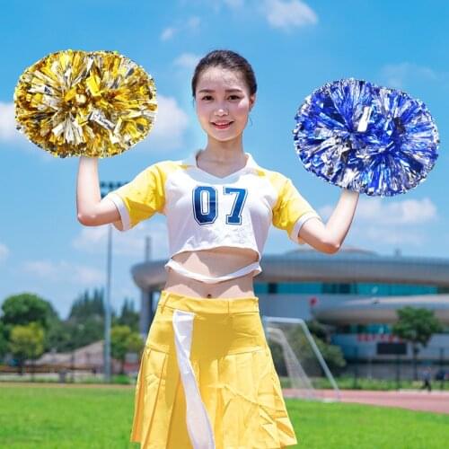 20pcs 60g Metallic PET Cheerleader Pom Ppom Girl Cheering Dance Decorator Cheerleading Pompon Pompoms Baton Hhandle colorfast