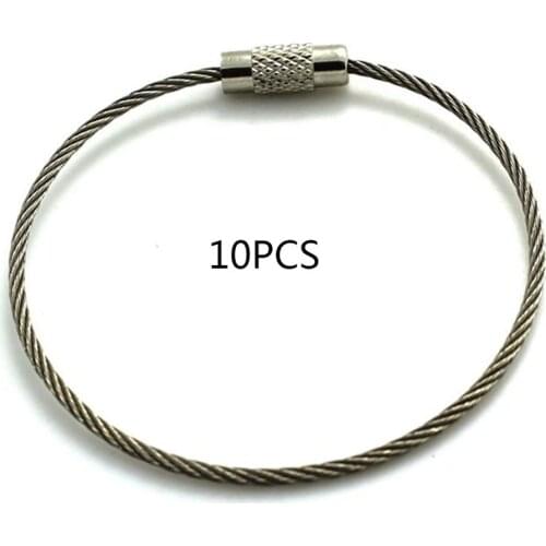 2021 NEW Stainless Steel Covered Rubber Wire Rope Wire Ring Key Ring Stainless Steel Key Ring Pan Utility Keychain