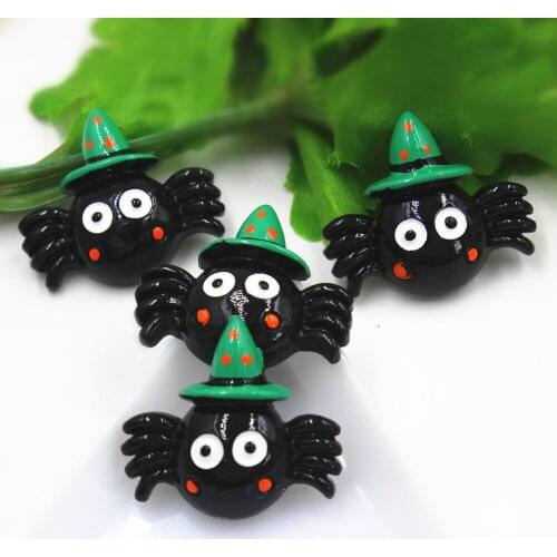 30pcs/lot about 25MM flat back resin Halloween spider DIY resin cabochons accessories