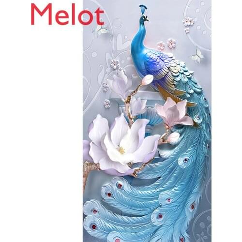 2021 New 5D Diamond Painting Full Diamond Peacock Living Room Entrance-Point Brick Crystal Pearl Embroidery Handmade Cross