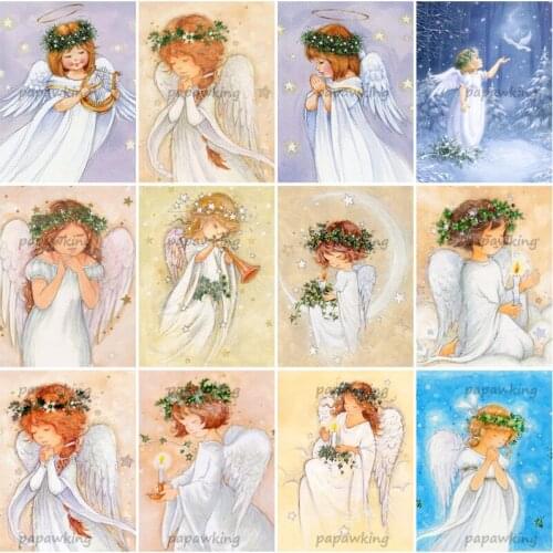 Diy Diamond Painting Angel with Wings Praying Full Drill Embroidery Cross Stitch Mosaic Kit Home Church Handmade Gift Decoration