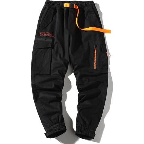Man Pants Autumn New Fashion Streetwear Side Pocket Joggers Trousers Hip Hop Pants Men Elastic Waist Loose Cargo Pants