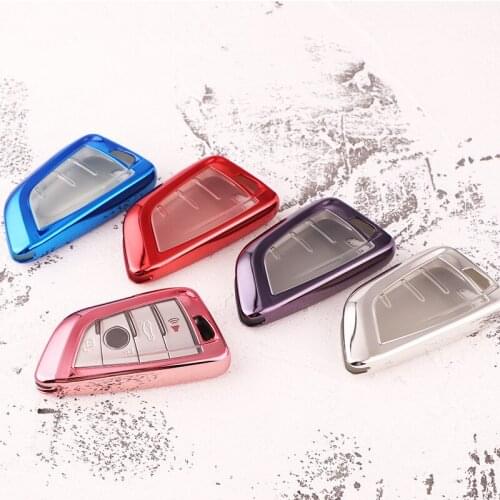 Car remote key cover chain holder TPU keychain chains for BMW Remote Key Blade X1 X3 X5 X6 X7 key case accessories soft insignia