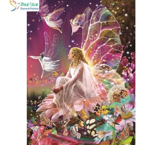 Zhui Star 5D DYI all Square drill Diamond Painting butterfly fairy Cross Stitch Rhinestones Diamond Mosaic home decor gx