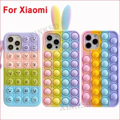 For Xiaomi Redmi Note 10 9 8 7 K40 K30 K20 Pro Mi 11 10 9 8 Pro 9T CC9 Poco F3 Cartoon Expression Reliver Stress Rainbow Cover