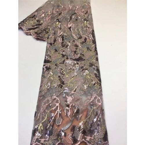 French sequin lace fabric 2021 African tulle lace fabric high quality Nigeria sequin lace embroidered wedding dress ZX3688