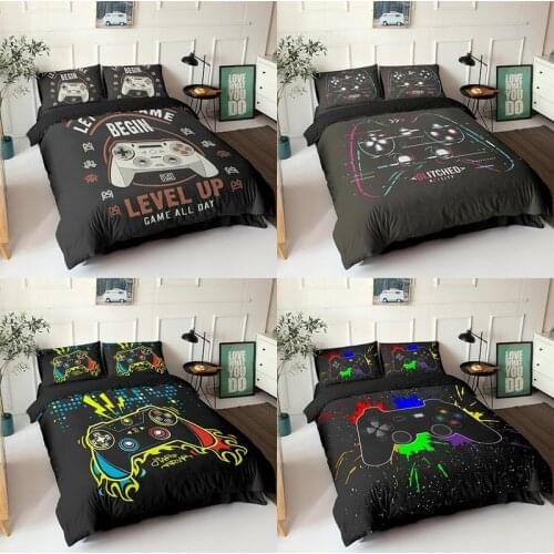 Gamepad Bedding Set Queen Size Duvet Cover Kids Creative Black Comforter Bed Cover Set Gamer House Home Decor Bedclothes 2/3pcs