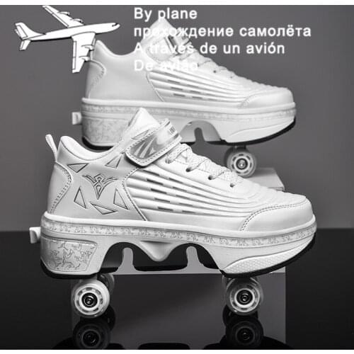 Hot Shoes Casual Skates Deform Wheel Skates For Adult Men Women Couple Shoes Childred Runaway Skates Four-wheeled Walk Sneakers