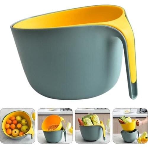 Kitchen Vegetable Washing Basket Double Plastic Vegetable Basin Set Draining Basin Bowl Strainer kitchen accessories tools