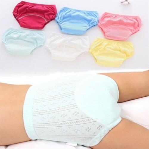 Summer baby training pants solid color washable underwear boys and girls cloth diapers reusable mesh breathable diapers