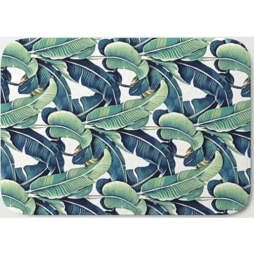 HOT Bathroom Rugs Banana Leaves Bath Mat Flannel Absorbent Non Slip Doormat for Entrance Door