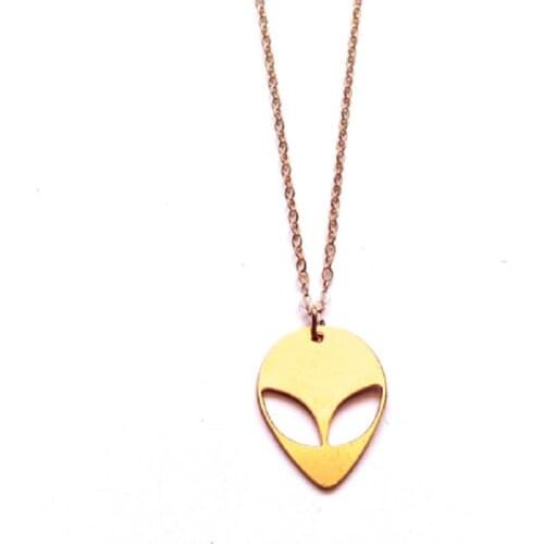 Cute Outer Space UFO Alien necklace Fashion Shantou Variant ET Head Charm Pendant Necklace for Scientific Species Jewelry