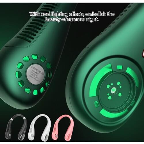 Mini Neck Fan Portable Bladeless Fan Rechargeable Leafless Hanging Fans Air Cooler Cooling Wearable Neckband Fans