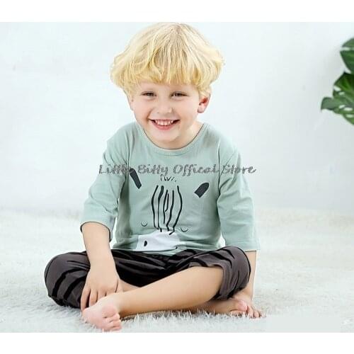 Fashion Summer Soft Casual Boy Pajama Sets Childrens Sleepwear Homewear Summer Clothes for 4 6 8 10 11 Years Teenage Pajamas